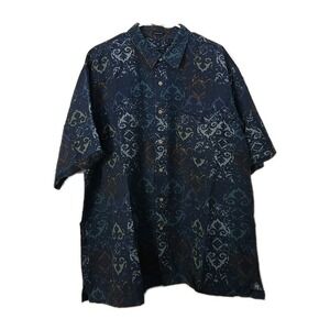 VanHeusen Studio Blue Short Sleeve Collared Button Up Shirt Men's Sz XL 17/17.5‎